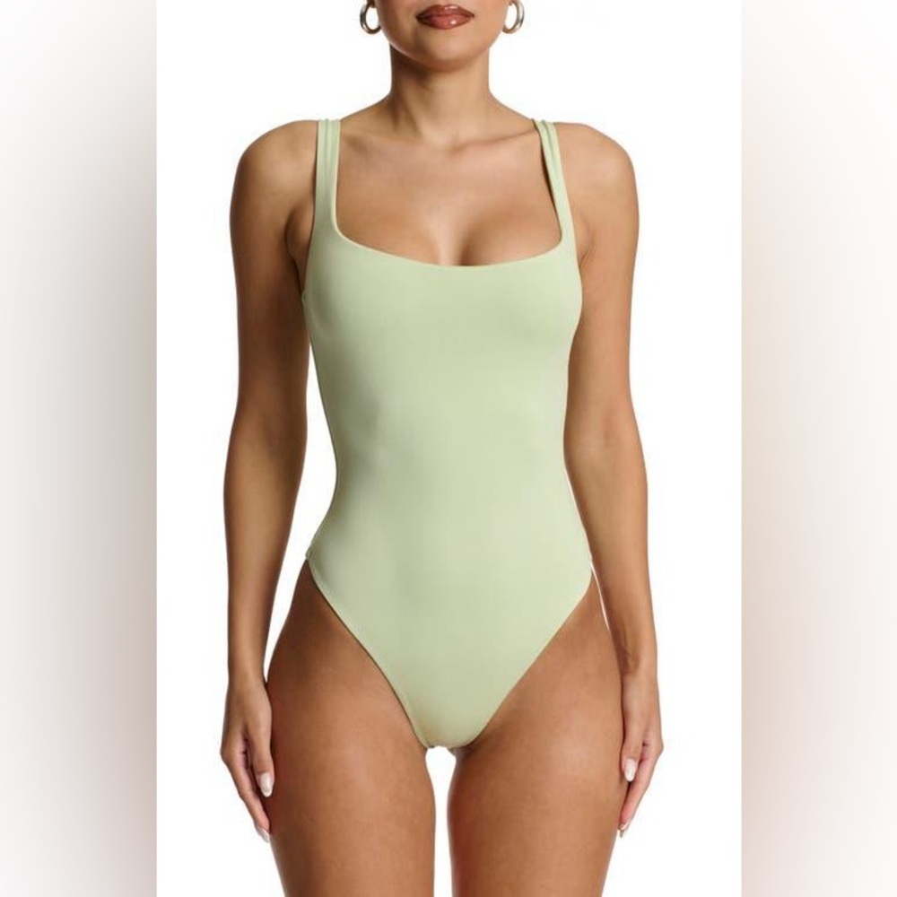 Naked Wardrobe Green Bare Tank Women's Bodysuit Medium